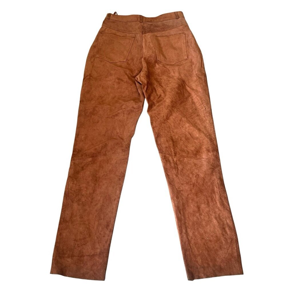 vtg 90's Lew Magram Orange Brown High Rise Suede Pants‎ Size 10 Western Boho - Picture 2 of 6